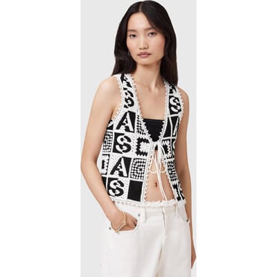 AllSaints Florence Waistcoat Black/chalk White Taglia: XS | Cardigan Outlet | Donna | Bianco