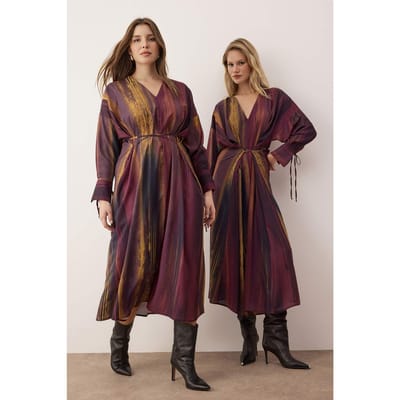 Damesjurk Lila Abstrakt Maxi Lange Casual Shift Jurk