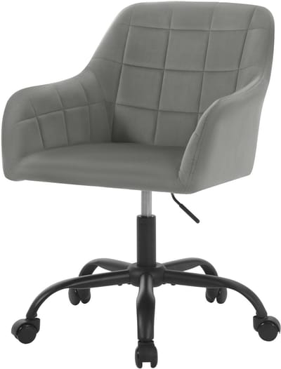 Bureaustoel – Bureaustoelen – Bureaustoel Draaibaar – Ergonomische Bureaustoel – Verstelbare Hoogte – Fluweel – Metalen Vijfsterbasis - Donkergrijs