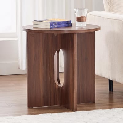 Ronde Salontafel 50 cm met X-Poten - Compacte Houten Bijzettafel