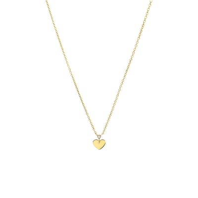 Lucardi Dames Stalen goldplated ketting met hart - Ketting - Staal - Goudkleurig - 47 cm