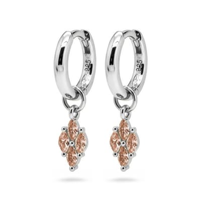 Karma Oorhangers Ruit Zirkonias Karamel Zilver