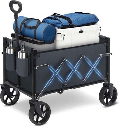 Famanu - Kleine opvouwbare bolderkar 70 l, 80 kg, met verstelbare handgreep en rem