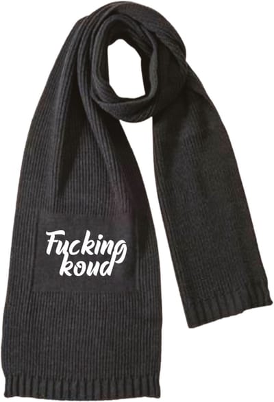 Fucking Koud Sjaal zwart - Wit - soBAD. - Wintersport - Winter - Unisex - 100% Acryl - 180x30 cm