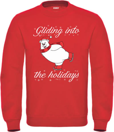 Kersttrui Gliding Into The Holidays | Foute Kersttrui Dames Heren | Kerstcadeau | Kerstpakket | Rood | maat XS