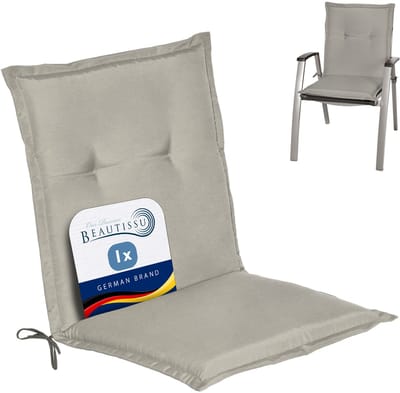Beautissu Tuinkussen Lage Rug Loft NL 100 x 50 x 6 cm – Kussen Grijs – Tuinstoelkussens Zitkussen Tuinstoel