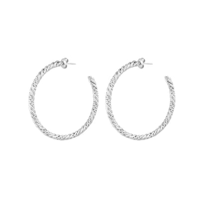 Twisted Oorbellen | RVS (verkleurt niet) Zilver | Yehwang | Beste cadeau voor haar | Kerst | Sinterklaas