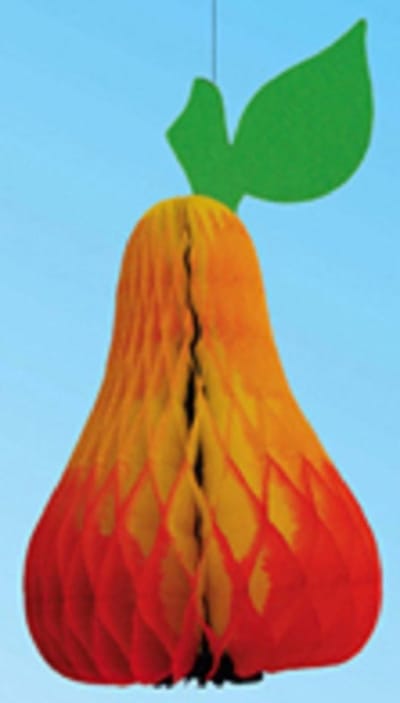 Hang decoratie fruit thema peer - van papier - 20 cm - Fruit gezond - decoraties/versieringen