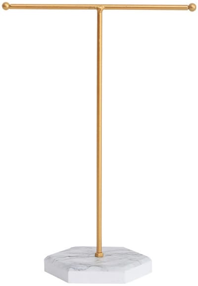 Dailygoods- Sieradenstandaard T-vormig - Sieradenopbergrek - Sieradenhouder - Gouden/IJzeren Basis - 26 x 18,5 cm - Corrosiebestendig - Sieradenrek
