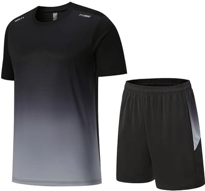 YOUTHUP Heren Kleurverloop Sportset - Rond Hals T-shirt met Korte Broek - S