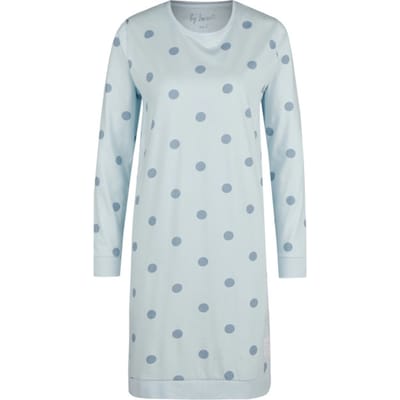 By Louise Dames Nachthemd Lange Mouw Katoen Blauw Gestipt - Maat S