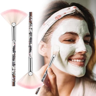 2 stuks zachte gezichtsventilatormaskerborstels, gezichtsmasker zuur applicator borstels gereedschap voor moddercrème, make-up peeling (zilver)