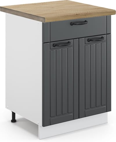 Vicco Fame-Line Keukenonderkast – 60 cm met lade, WB Eik Antraciet landhuis