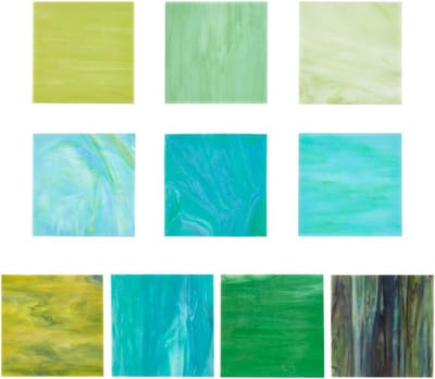 10-delige Set Glasplaten in 10 Kleuren, 3.9 x 3.9 Inch Vierkante Kathedraal Mozaïektegels voor DIY Projecten en Interieurdecoratie