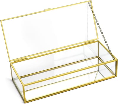 Vintage Decoratieve Doos in Goud, Heldere Rechthoekige Opbergdoos voor Sieraden, 23.3 x 10 x 5.3 cm, Perfect als Cadeau en Interieuraccessoire