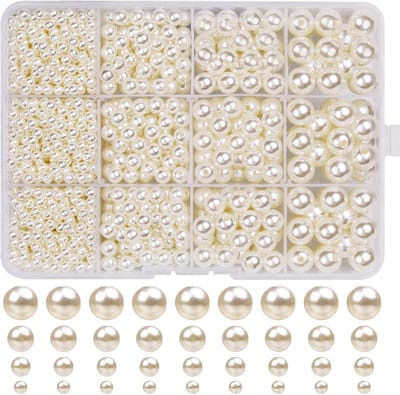 Famanu - Glaskralen parelset 1320 stuks – Imitatieparels 4/6/8/10 mm – Voor sieraden en knutselen