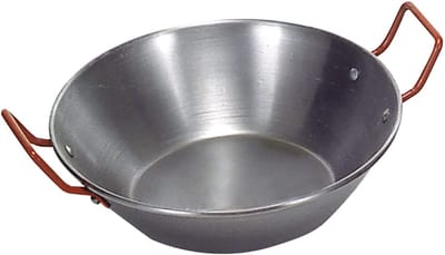 Diepe paellapan uit Spanje, gepolijst roestvrij staal, 50 cm, 18 liter