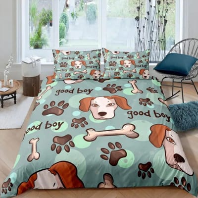 Home Living Luxe 3D Hondenpootafdruk Beddengoed Set Bot Dekbedovertrek Kussensloop Queen en King EU/US/AU/UK Maat Dekbed Beddengoed 70x133cm