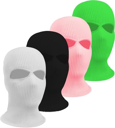 Winter Balaclava met 2 Holes, 4-delige Gebreide Ski Maske voor Buitenactiviteiten, Fietsen en Skiën in Diverse Kleuren