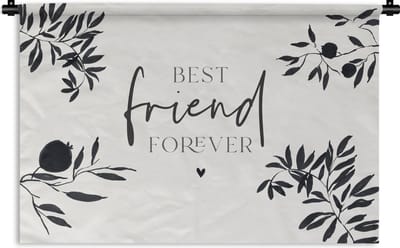 Wandkleed - Wanddoek - BFF - Best friends forever - Beste vrienden - Quotes - Spreuken - 180x120 cm - Wandtapijt