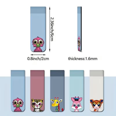 Viwado® 5-delige Magnetische Boekenleggers – Schattige Dieren | Sterke Magneet | Beschermt Pagina’s | Cadeau voor Lezers & Kinderen