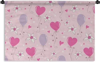 Wandkleed - Wanddoek - Ballon - Patronen - Roze - 90x60 cm - Wandtapijt