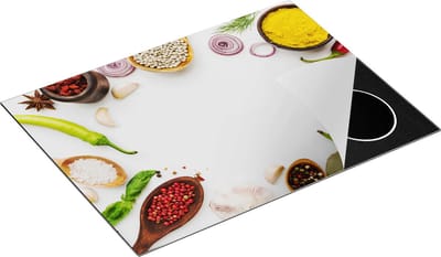 Chefcare Inductie Beschermer Kruiden op een Witte Tafel - 70x50 cm - Afdekplaat Inductie - Kookplaat Beschermer - Inductie Mat