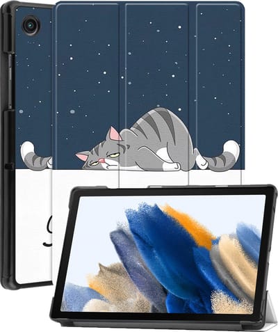 Hoesje - Geschikt voor Samsung Galaxy Tab A8 - Dun & Stevig - Hardcover Book Case - Trifold Bookcase Hoes - Hard Cover - Tablethoes - Kat