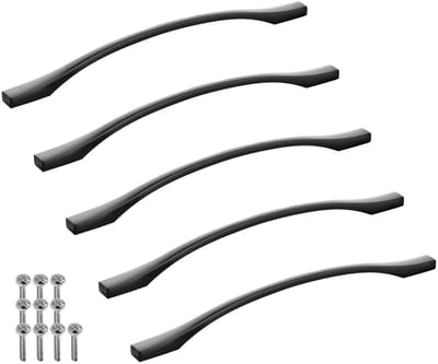 SOTECH 5 stuks aluminium meubelgrepen BLACKLINE XV BA 256 mm mat zwart (lengte 292 mm, breedte 13,5 mm, hoogte 30 mm) design beugelgreep