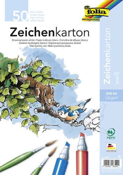 folia tekenkarton, DIN A4, 120 g/m2, wit