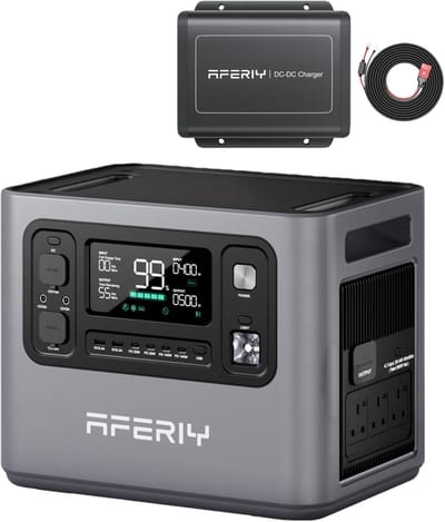 AFERIY P280 draagbare powerstation met DC600 - uitbreidbare capaciteit van 2048 - 600W dynamo-lader - 6x sneller dan sigarettenaanstekerladers - compatibel met 95% van de zonnegeneratoren