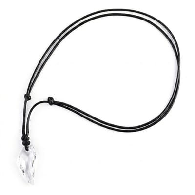Transparante facetgeslepen hanger ketting voor heren en dames – zwarte koordketting met kristalvormig design