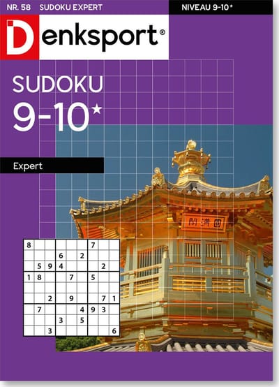 Denksport Puzzelboek Sudoku 9-10* expert, editie 58