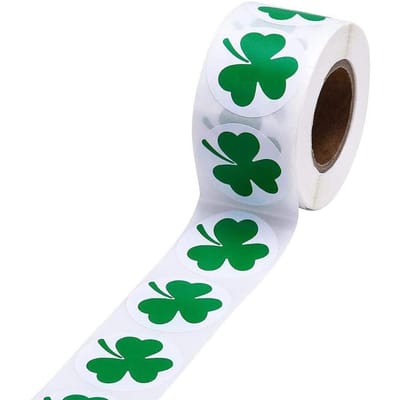 St. Autocollants de la Saint-Patrick Autocollants en rouleau Trèfle Étiquette auto-adhésive Décoration d'artisanat Trèfle white