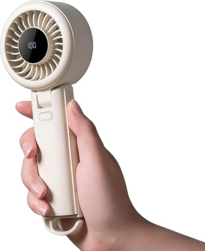 Ventilator - Mini-ventilator - Handventilator - 4000 mAh Oplaadbaar - Draagbaar - 5 Snelheden - Ultra-stil - Geschikt voor reizen, kamperen, outdoor