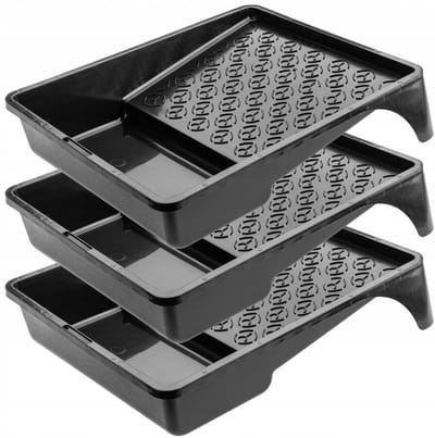 KADAX Verfbak 25,5 x 33 cm, kunststof verfroller lade voor het schilderen van muren en decoratie, schilderaccessoires voor kamerrenovatie (zwart, set van 3)