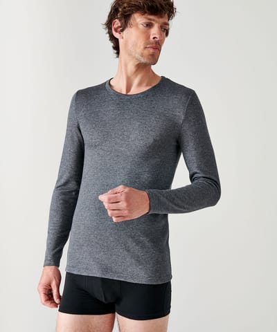 Damart - Dubbelzijdig gebreid T-shirt met lange mouwen Thermolactyl - Heren - Grijs - (126-133) 3XL