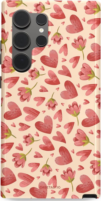 Casetastic Hoesje Geschikt voor Samsung S24 Ultra - Stijlvolle Beschermende Duo-layer Case - Verbonden Hartjes