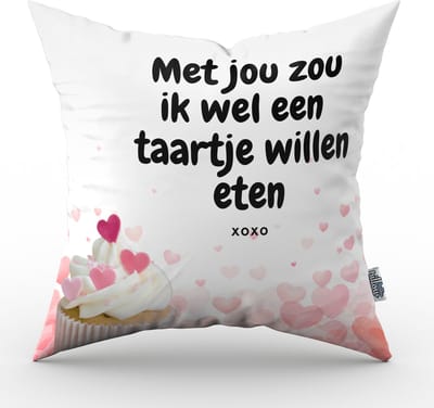 Valentijn kussen Met jou zou ik wel een taartje willen eten - 30 cm