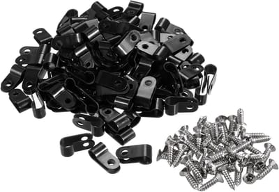 100x Zwarte Kabelklemmen Nylon voor Schroeven - 1/4 Inch Kabelhouders