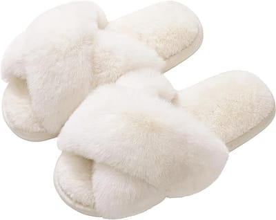 SPHProducts - Pluizige damespantoffels - Winterpantoffels voor dames - Cozy en trendy - Kunstbont - Comfortabele open teen - Perfect voor thuis of buit...