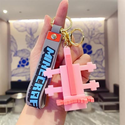 Minecraft PVC Sleutelhanger Kinderen Silicone Tas Wissel Opbergtas Sleutelhanger pink