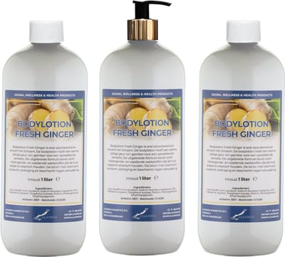 Bodylotion Fresh Ginger 1 Liter - met gouden pomp - set van 3 stuks