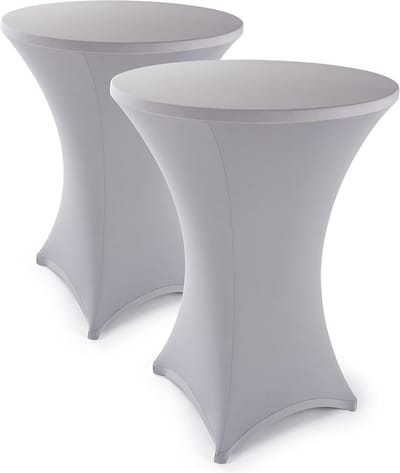 Stretch Tafelhoezen Hoge Tafel - 2 Stuks Elastisch voor Bistrotafel Bartafel 80-85 cm Zilvergrijs