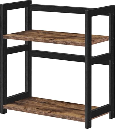 Kruidenrek 2-laags Bamboe Opbergrek Bureau-Organizer voor Keuken en Kantoor Rustiek Bruin/Zwart Opbergrek
