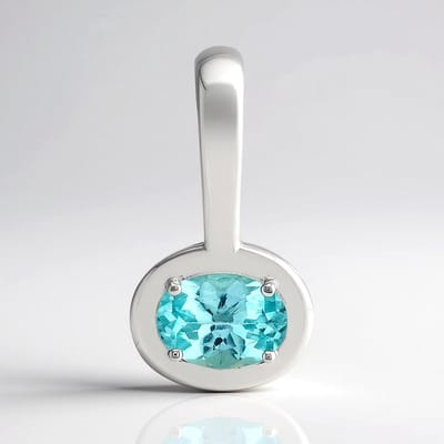 Cavill - Zilveren hanger - 925 Sterling zilver met palladium - Blauwe apatiet 0 638 ct ovaal 7x5 mm - Elegante natuurlijke edelsteen uit Madagaskar