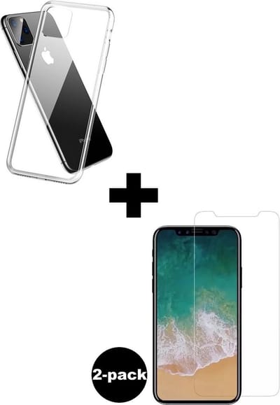 Hoesje - Met 2x Screenprotector - Geschikt voor Apple iPhone 11 Pro - Sterk & Shockproof - Telefoon Hoes - Back Cover - Siliconen Case - Telefoonhoes - Transparant