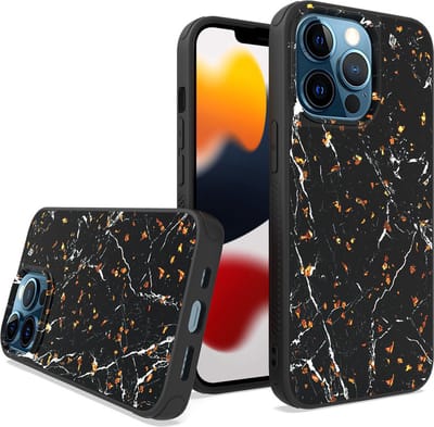 ZT Silicone telefoonhoesje met print Geschikt voor: iPhone 14 Pro - Black Marble - ZT Accessoires