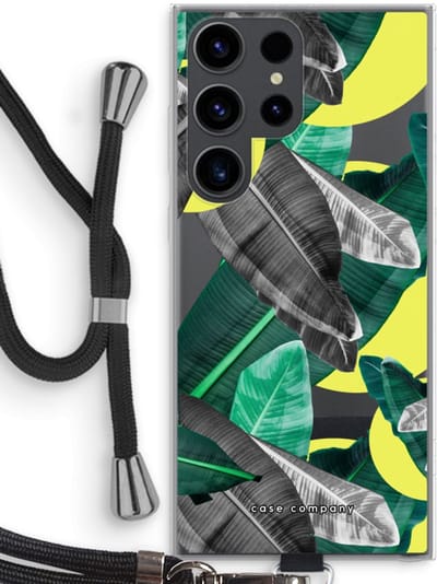 Hoesje met koord geschikt voor Samsung Galaxy S23 Ultra hoesje met Koord - Fantasie jungle - Telefoonhoesje met Zwart Koord - Bescherming aan alle Kanten en Over de Schermrand