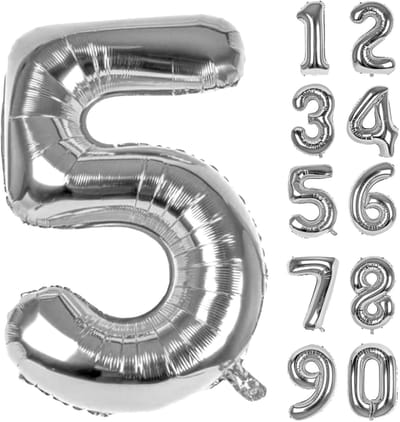 Dailygoods- Nummerballon XXL 83cm - Cijferballon 0-9 - Folieballon - Verjaardagsdecoratie - Aluminiumfolie - Metallic textuur